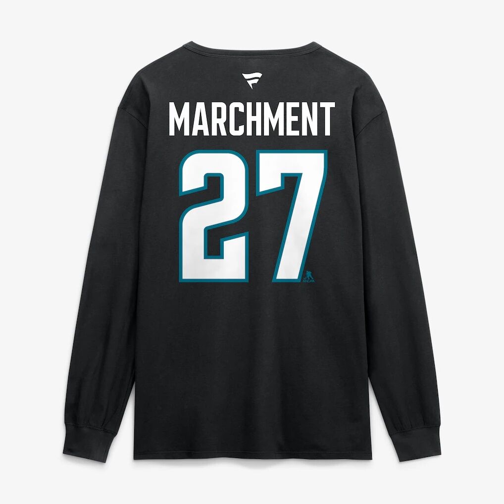 Mason Marchment San Jose Sharks Fashion7 Authentic Stack Name & Number Long Sleeve T-Shirt