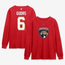 Radko Gudas Florida Panthers Fashion7 Authentic Stack Name & Number Long Sleeve T-Shirt - Red - Front View
