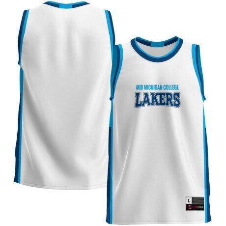 Mid Michigan College GameDay Greats Youth Lightweight Basketball Jersey - White - Front View