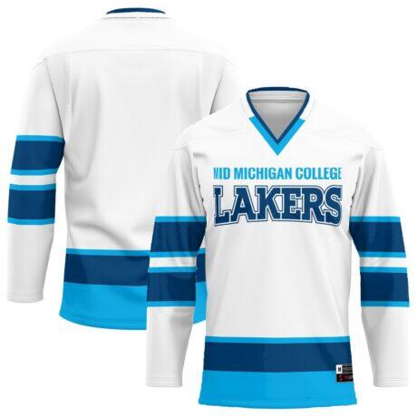 Mid Michigan College GameDay Greats Youth Hockey Jersey - White - Front View