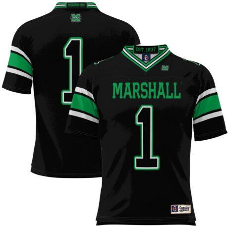 #1 Marshall Thundering Herd GameDay Greats Football Jersey - Black - Front View
