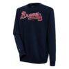 Atlanta Braves Antigua Victory Pullover Sweatshirt - Navy - Front View
