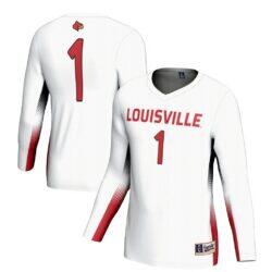 #1 Louisville Cardinals GameDay Greats Youth Lightweight Women's Volleyball Jersey - White - Front View