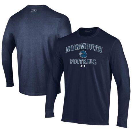 Monmouth Hawks Under Armour Football Performance Long Sleeve T-Shirt - Blue - Front View