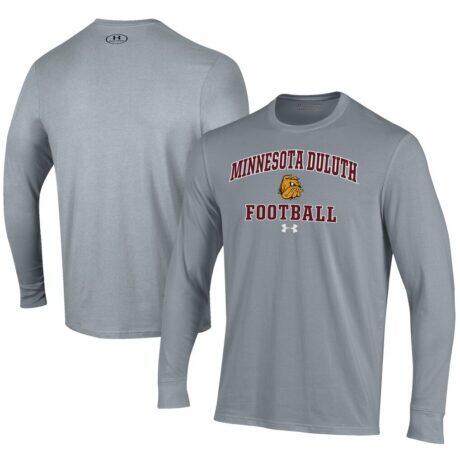 Minnesota Duluth Bulldogs Under Armour Football Performance Long Sleeve T-Shirt - Gray - Front View