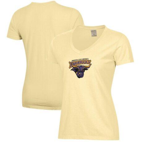 Minnesota State University, Mankato Women's Logo Comfort Wash V-Neck T-Shirt - Yellow - Front View