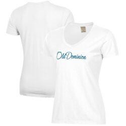 Ohio Dominican Panthers Women's Script Logo Comfort Wash V-Neck T-Shirt - White - Front View