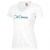Ohio Dominican Panthers Women's Script Logo Comfort Wash V-Neck T-Shirt - White - Side View