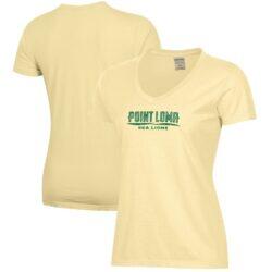 Point Loma Sea Lions Women's Logo Comfort Wash V-Neck T-Shirt - Yellow - Front View