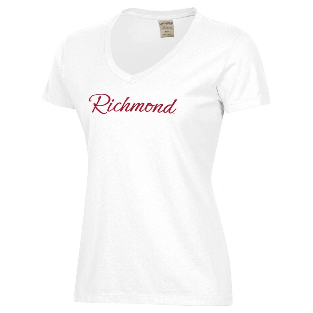 Richmond Spiders Women's Script Logo Comfort Wash V-Neck T-Shirt