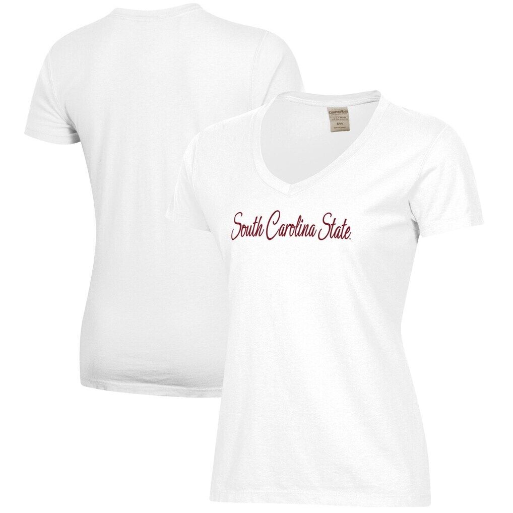 South Carolina State Bulldogs Women's Script Logo Comfort Wash V-Neck T-Shirt