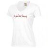 St. John Fisher Cardinals Women's Script Logo Comfort Wash V-Neck T-Shirt - White - Side View