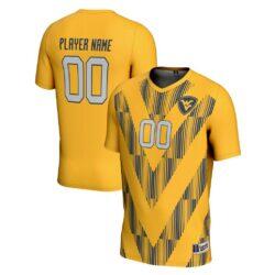 West Virginia Mountaineers GameDay Greats Youth Pick-A-Player NIL Lightweight Soccer Jersey - Gold - Front View