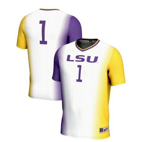 #1 LSU Tigers GameDay Greats Youth Lightweight Women's Soccer Jersey - White - Front View