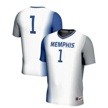 #1 Memphis Tigers GameDay Greats Unisex Lightweight Women's Soccer Jersey - White - Front View
