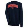 Chicago Bears Antigua Victory Chenille Pullover Sweatshirt - Navy - Front View