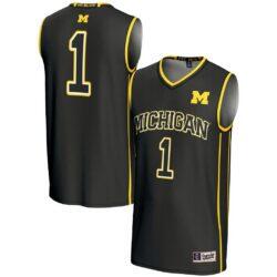 #1 Michigan Wolverines GameDay Greats Unisex Lightweight Basketball Jersey - Black - Front View