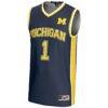 #1 Michigan Wolverines GameDay Greats Unisex Lightweight Basketball Jersey - Navy - Side View