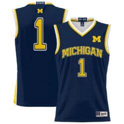 #1 Michigan Wolverines GameDay Greats Youth Lightweight Basketball Jersey - Navy - Front View