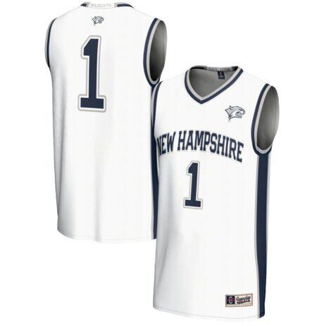#1 New Hampshire Wildcats GameDay Greats Youth Lightweight Basketball Jersey - White - Front View