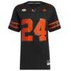 #24 Miami Hurricanes adidas Premier Strategy Jersey - Black - Front View