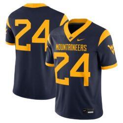 #24 West Virginia Mountaineers Nike Game Jersey - Navy - Front View