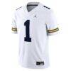 #1 Michigan Wolverines Jordan Brand Game Jersey - White - Side View