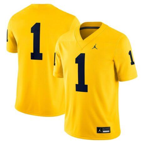 #1 Michigan Wolverines Jordan Brand Alternate Game Jersey - - Front View