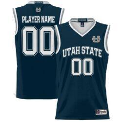 Utah State Aggies GameDay Greats Unisex NIL Pick-A-Player Lightweight Women's Basketball Jersey - Navy - Front View