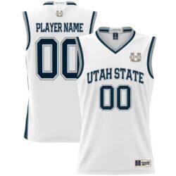Utah State Aggies GameDay Greats Youth NIL Pick-A-Player Lightweight Women's Basketball Jersey - White - Front View