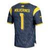 Michigan Wolverines #1 GameDay Greats Navy Highlight Print Football Fashion Jersey - - Detail View