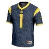 Michigan Wolverines #1 GameDay Greats Navy Highlight Print Football Fashion Jersey - - Side View