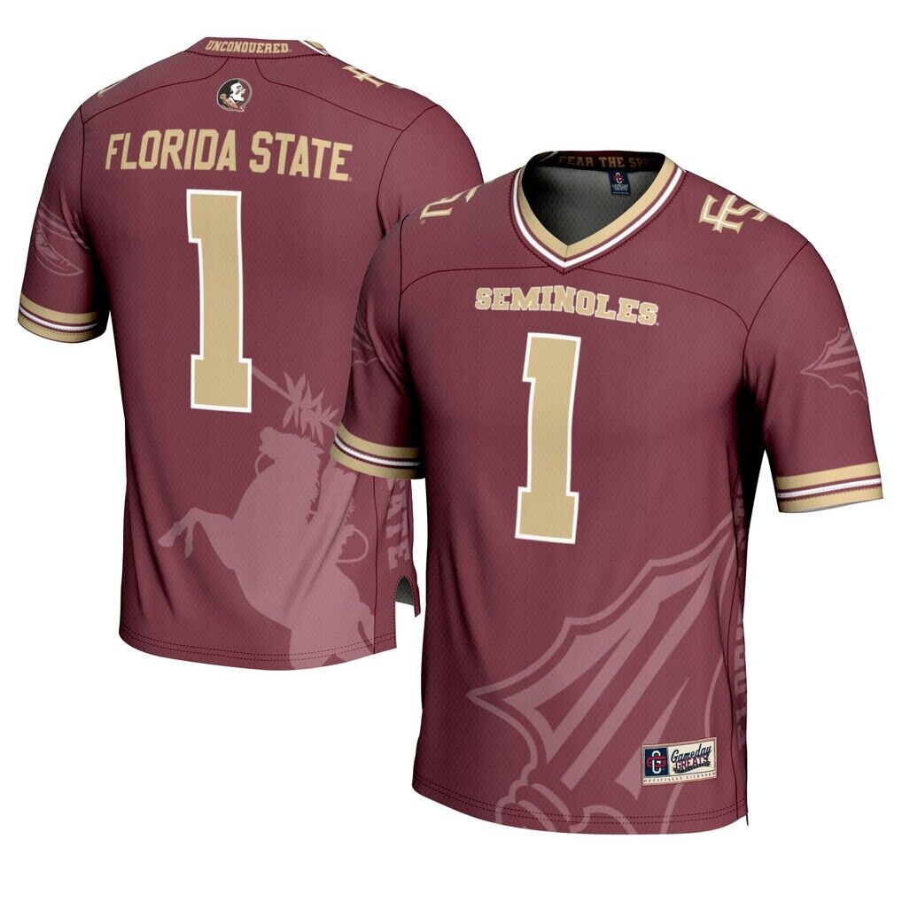 Florida State Seminoles #1 GameDay Greats Garnet Icon Print Football Fashion Jersey