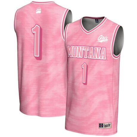 #1 Montana Grizzlies GameDay Greats Youth Lightweight Basketball Fashion Jersey - Pink - Front View