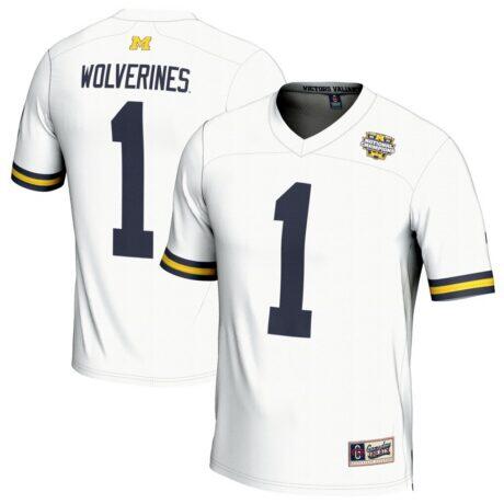 #1 Michigan Wolverines GameDay Greats Youth College Football Playoff 2023 National Champions Lightweight Fashion Jersey - White - Front View