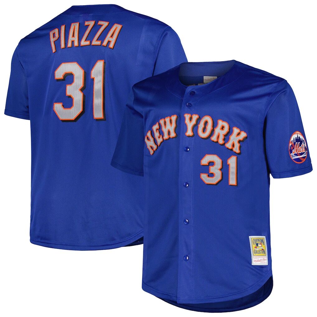 Mike Piazza New York Mets Mitchell & Ness Big & Tall Cooperstown Mesh Batting Practice Jersey - Royal