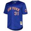 Mike Piazza New York Mets Mitchell & Ness Big & Tall Cooperstown Mesh Batting Practice Jersey - Royal - Side View