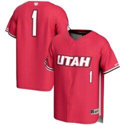 #1 Utah Utes GameDay Greats Lightweight Baseball Fashion Jersey - Red - Front View