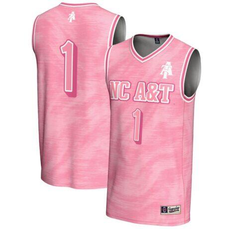 #1 North Carolina A&T Aggies GameDay Greats Youth Lightweight Basketball Jersey - Pink - Front View