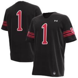 #1 Utah Utes Under Armour Replica Football Jersey - Black - Front View