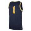 Michigan Wolverines Jordan Brand Road Replica Basketball Jersey - Navy - Detail View