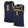 Michigan Wolverines Jordan Brand Road Replica Basketball Jersey - Navy - Front View