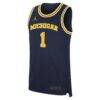 Michigan Wolverines Jordan Brand Road Replica Basketball Jersey - Navy - Side View