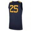 #25 West Virginia Mountaineers Nike Road Replica Basketball Jersey - Navy - Detail View