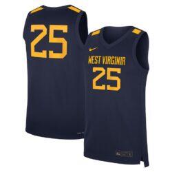 #25 West Virginia Mountaineers Nike Road Replica Basketball Jersey - Navy - Front View