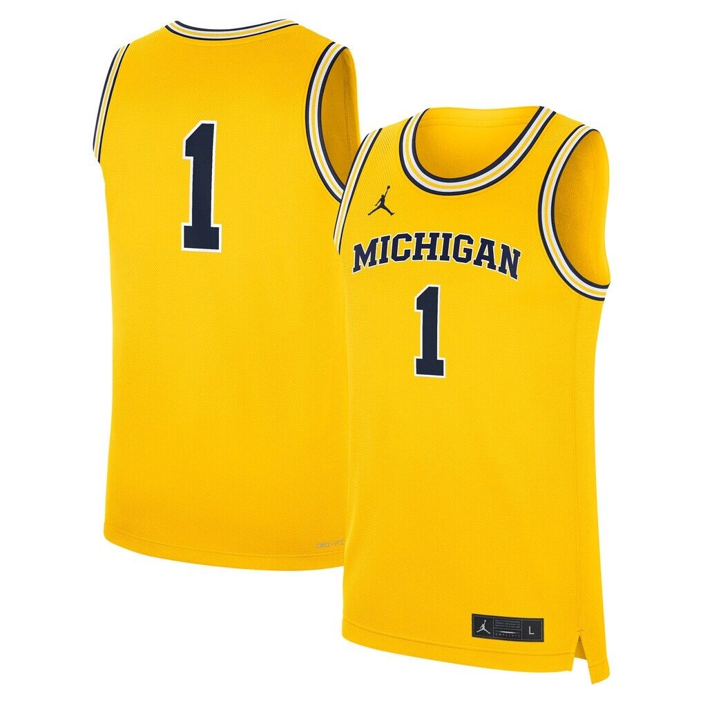 #1 Michigan Wolverines Jordan Brand Alternate Replica Jersey - Maize