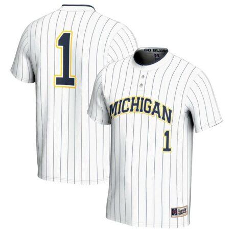 #1 Michigan Wolverines GameDay Greats Unisex Lightweight Softball Jersey - White - Front View