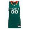 Miami Hurricanes adidas Unisex Custom Alternate Basketball Jersey - Green - Side View
