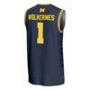 #1 Michigan Wolverines GameDay Greats Youth Icon Print Lightweight Basketball Fashion Jersey - Navy - Detail View