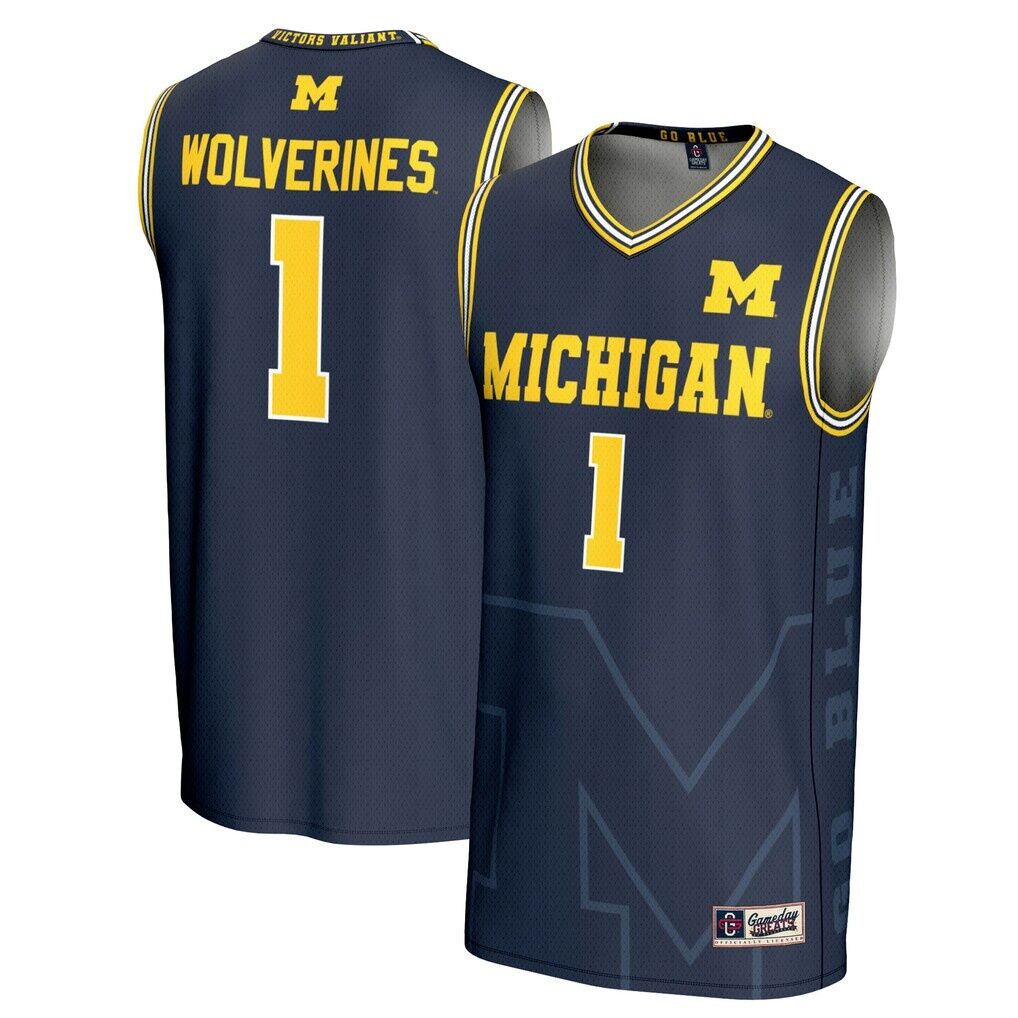 #1 Michigan Wolverines GameDay Greats Youth Icon Print Lightweight Basketball Fashion Jersey